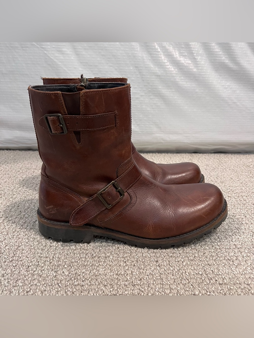 Four Brothers Fairview Chelsea Brown Leather Moto Biker Boots Buckle Men’s Sz 10